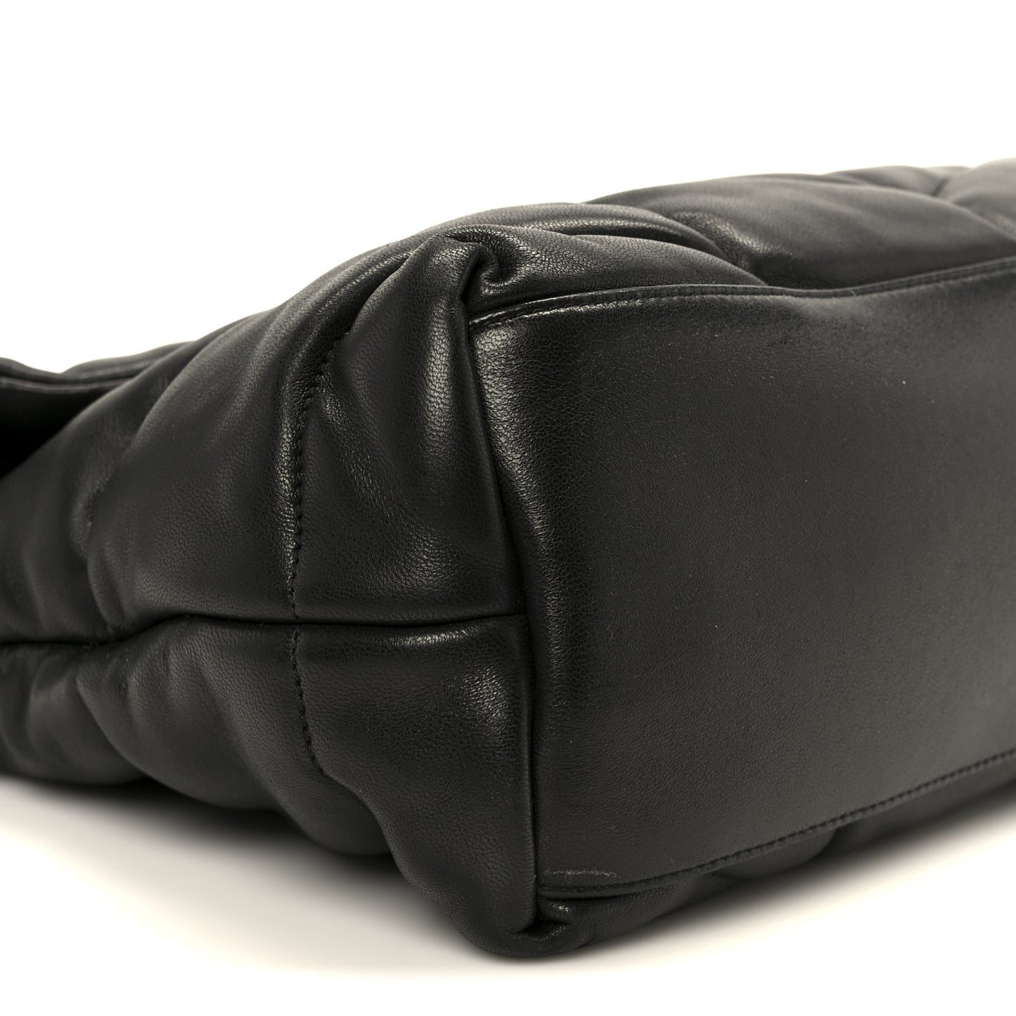 Lambskin Quilted Medium Loulou Puffer Monogram Chain Satchel Black