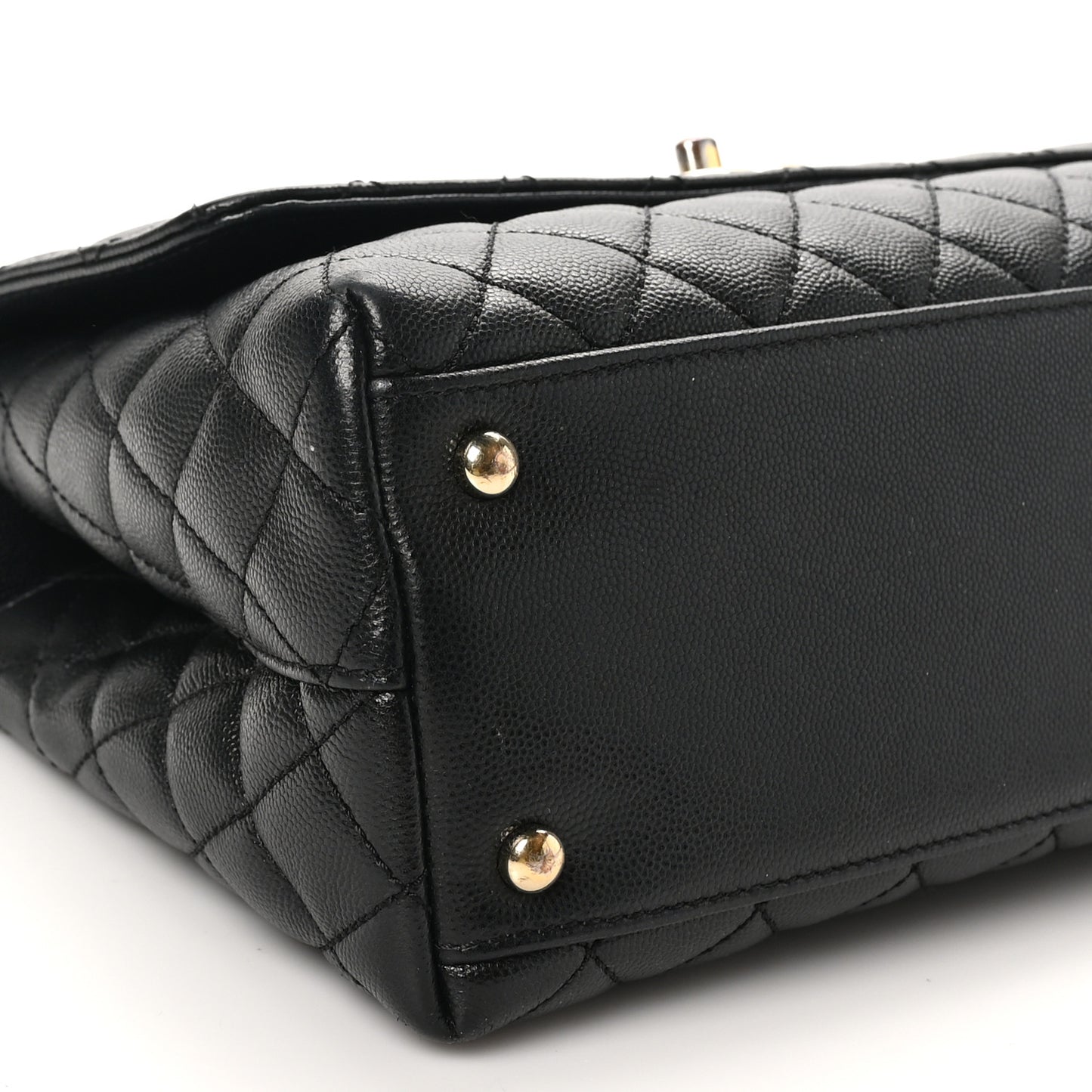 Caviar Quilted Small Coco Handle Flap Black