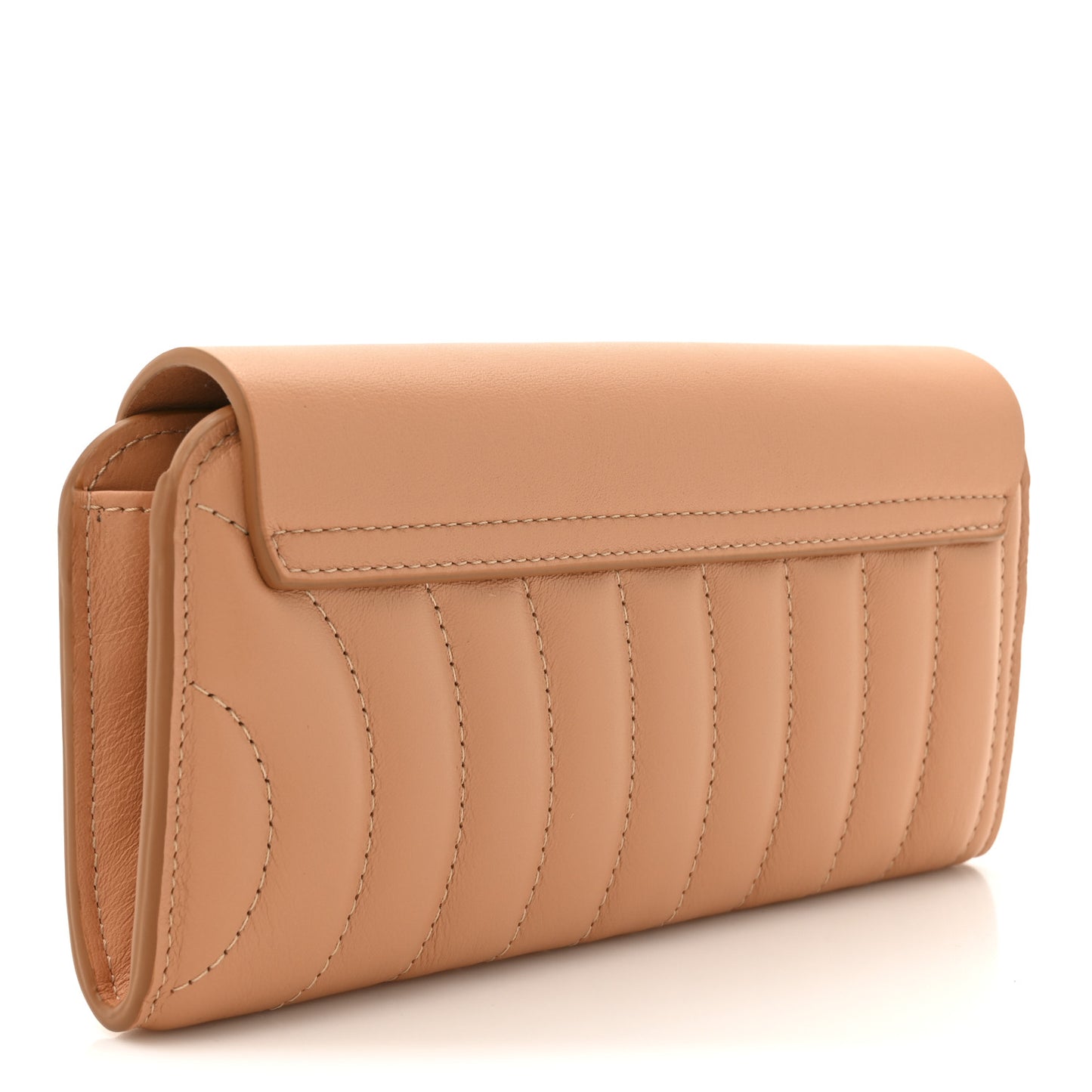Calfskin Quilted Drew Long Wallet With Flap Blushy Pink