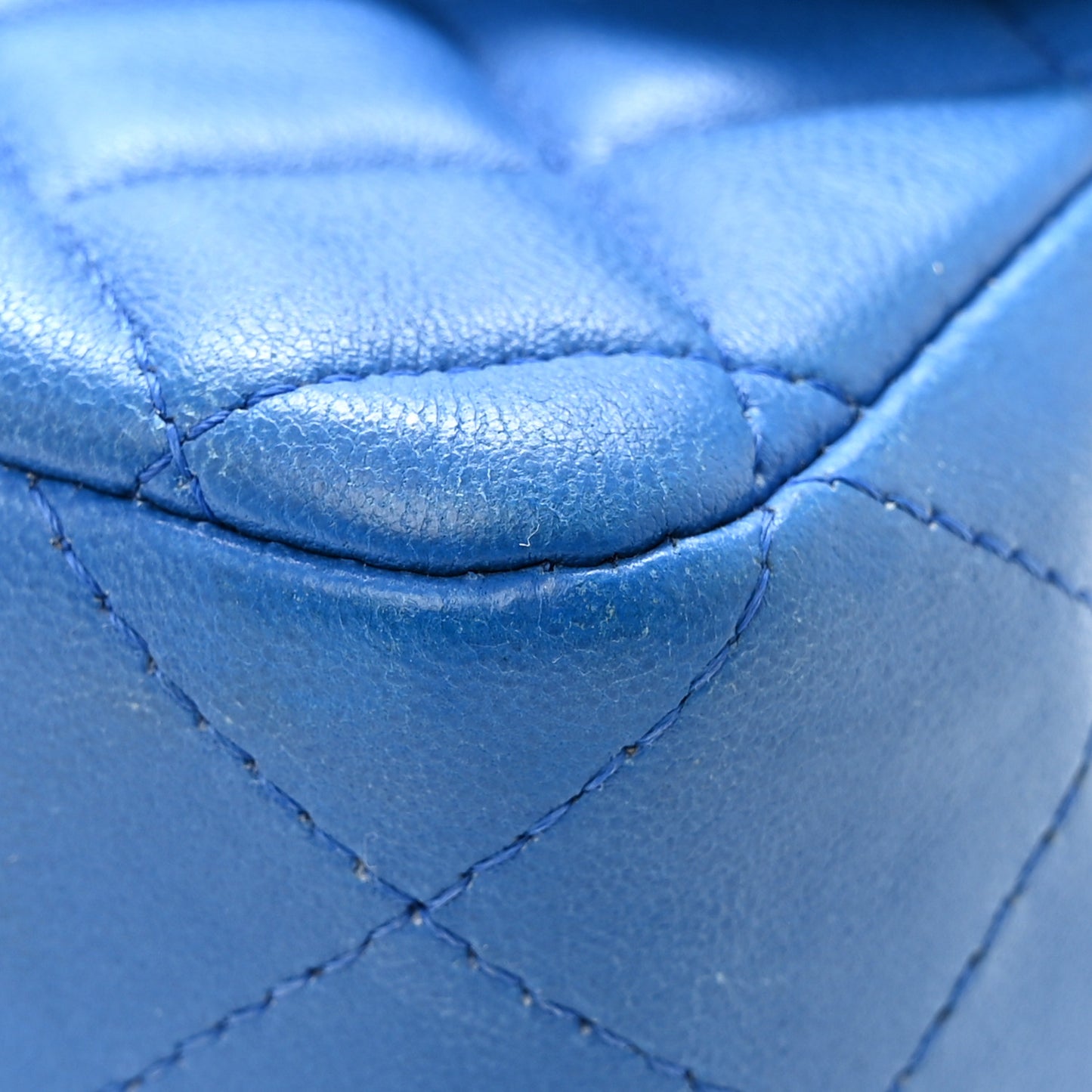 Lambskin Quilted Mini Rectangular Flap Blue
