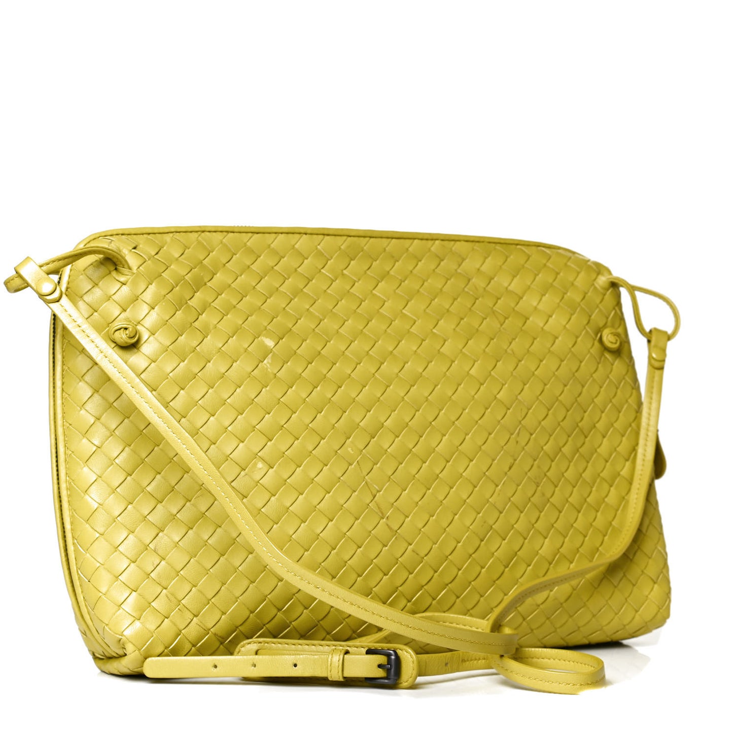 Nappa Intrecciato Pillow Crossbody Messenger Chartreuse