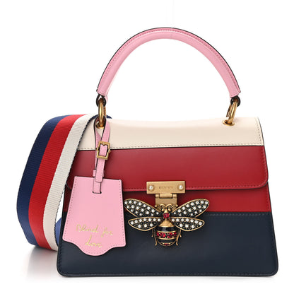Gucci Calfskin Sylvie Web Small Queen Margaret Top Handle Bag Blue Agata Hibiscus Red Mystic White Sugar Pink 1 of 10