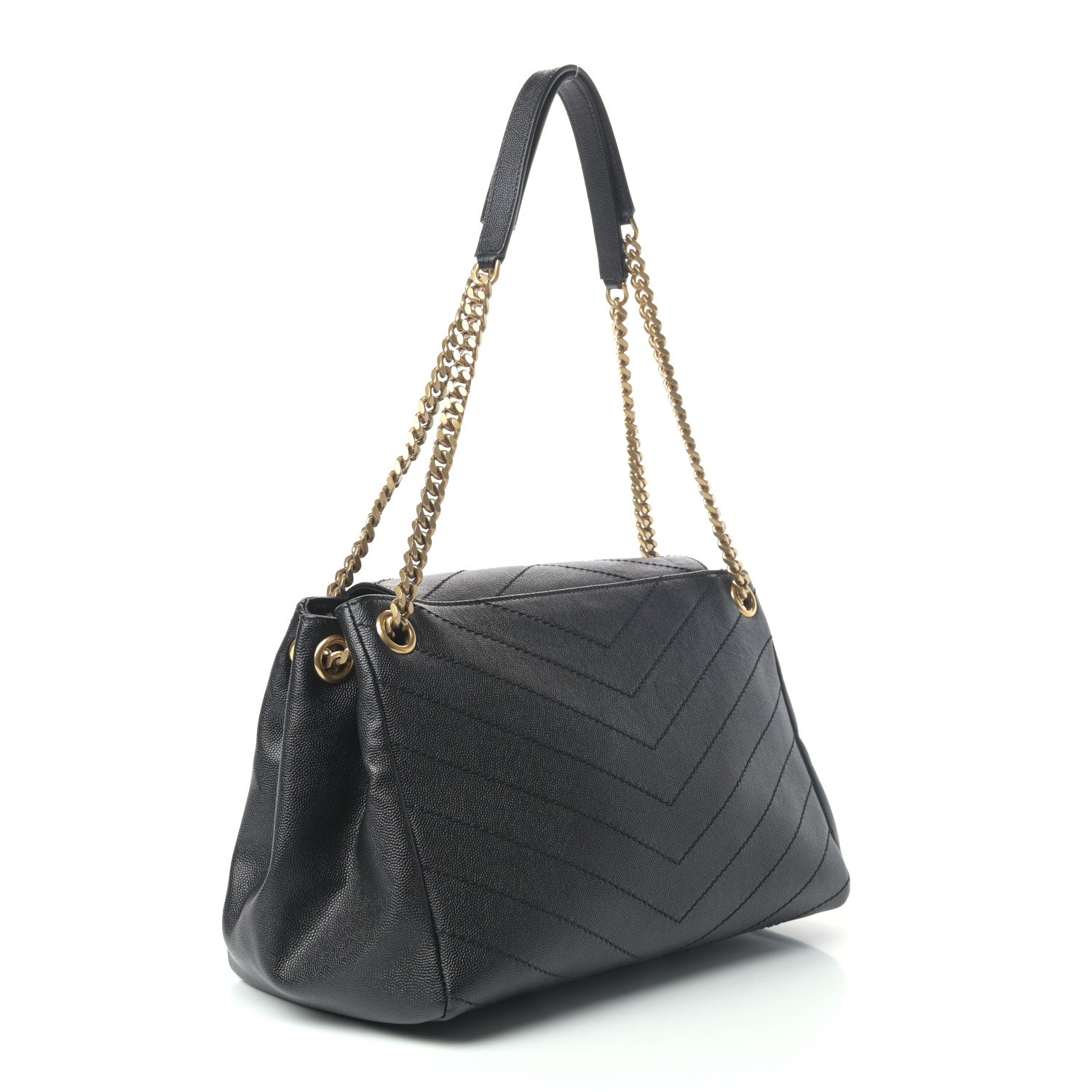 Saint Laurent Grain De Poudre Chevron Monogram Medium Nolita Black 3 of 10