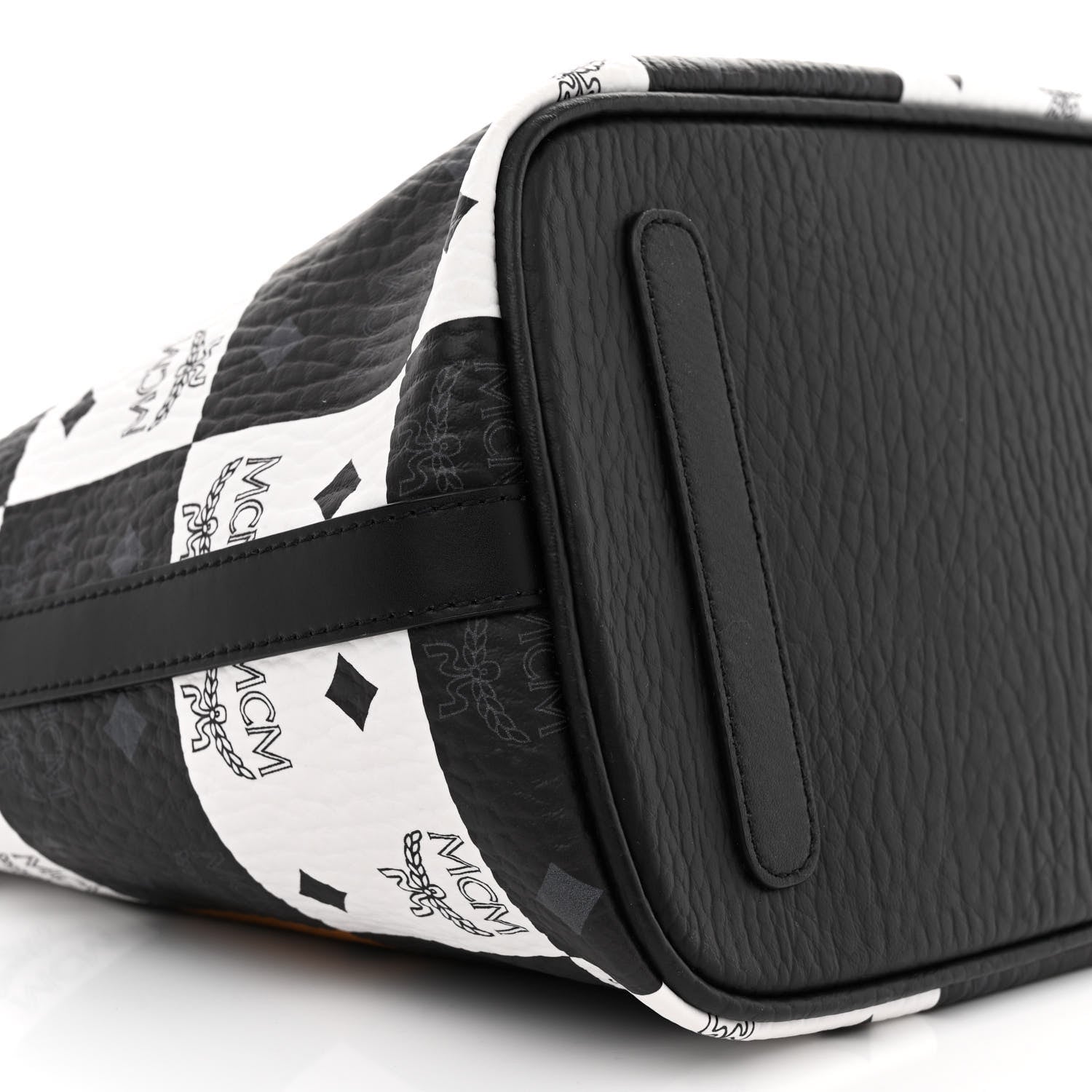 MCM Checkerboard Visetos Medium Aren Shopper Tote Black White 10 of 14