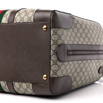 Gucci GG Supreme Monogram Textured Dollar Calfskin Web Savoy Duffle Bag Beige Ebony New Acero 9 of 11
