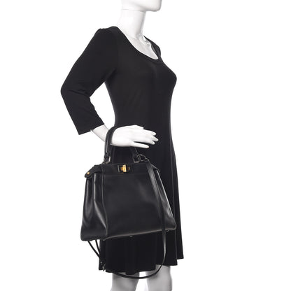 Fendi Vitello Suede Medium Peekaboo Iconic Satchel Black 3 of 19