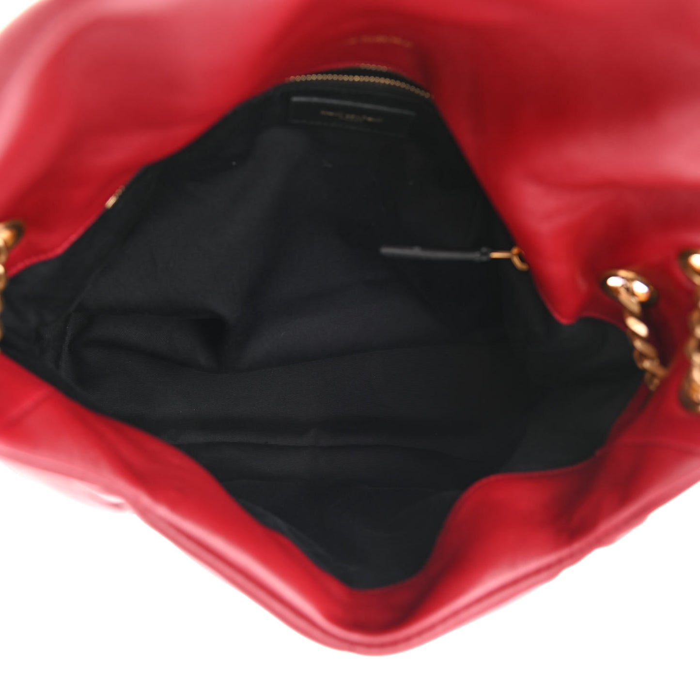Lambskin Quilted Medium Loulou Puffer Monogram Chain Satchel Opyum Red
