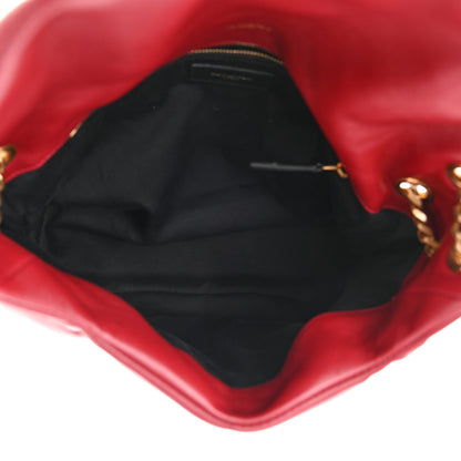 Saint Laurent Lambskin Quilted Medium Loulou Puffer Monogram Chain Satchel Opyum Red 5 of 11