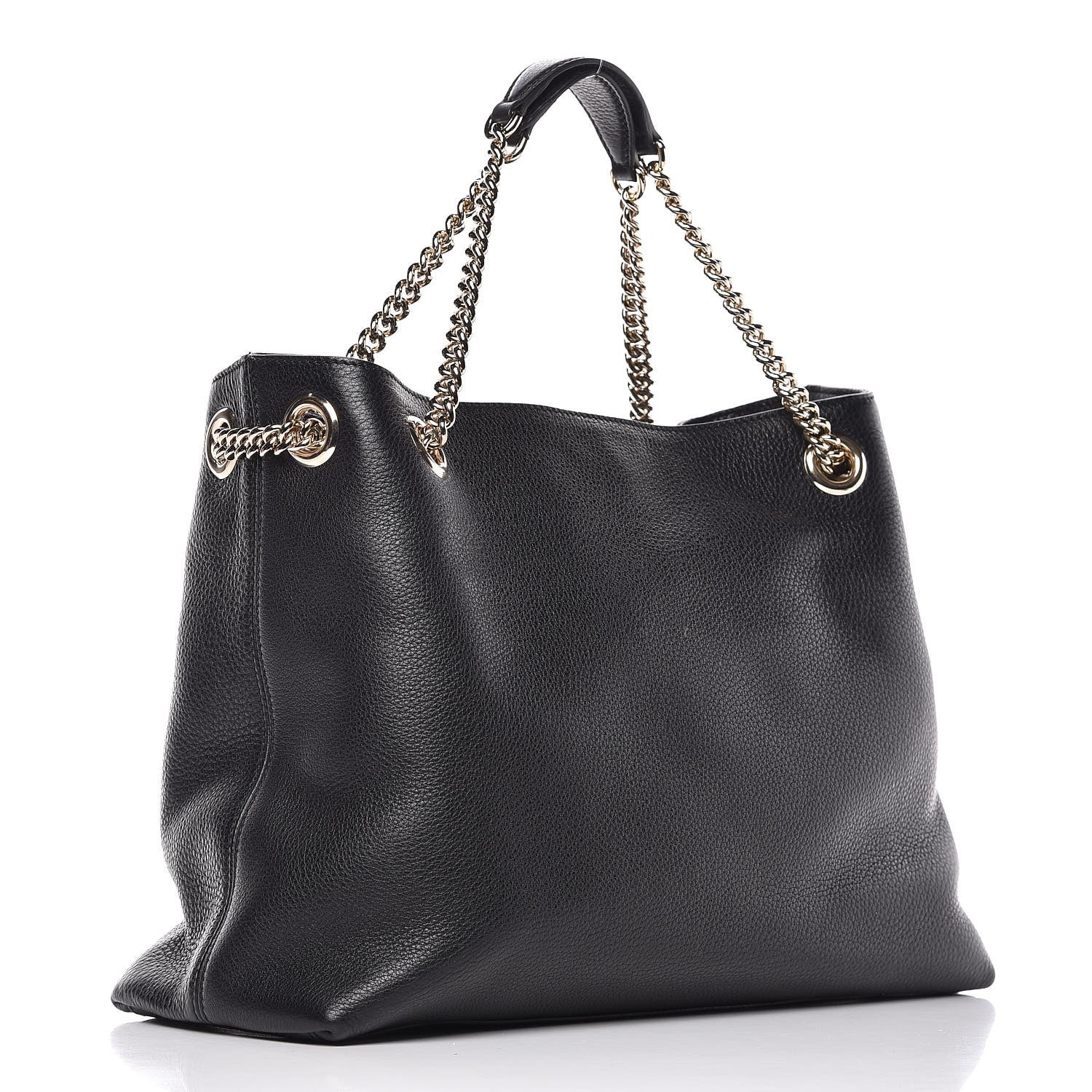 Gucci Pebbled Calfskin Medium Soho Chain Shoulder Bag Black 3 of 8