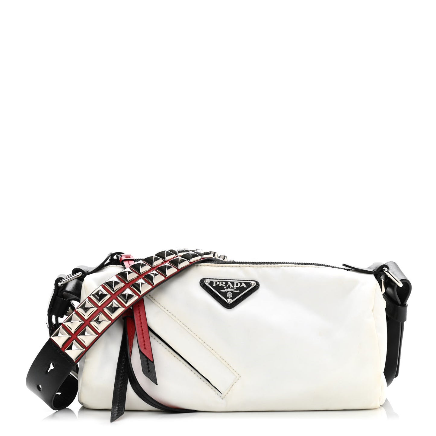 Tessuto Nylon Studded New Vela Shoulder Bag White Fuoco