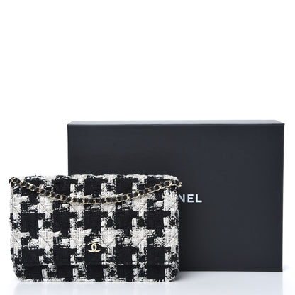 Chanel Tweed Quilted Wallet On Chain WOC Black Ecru White 11 of 11