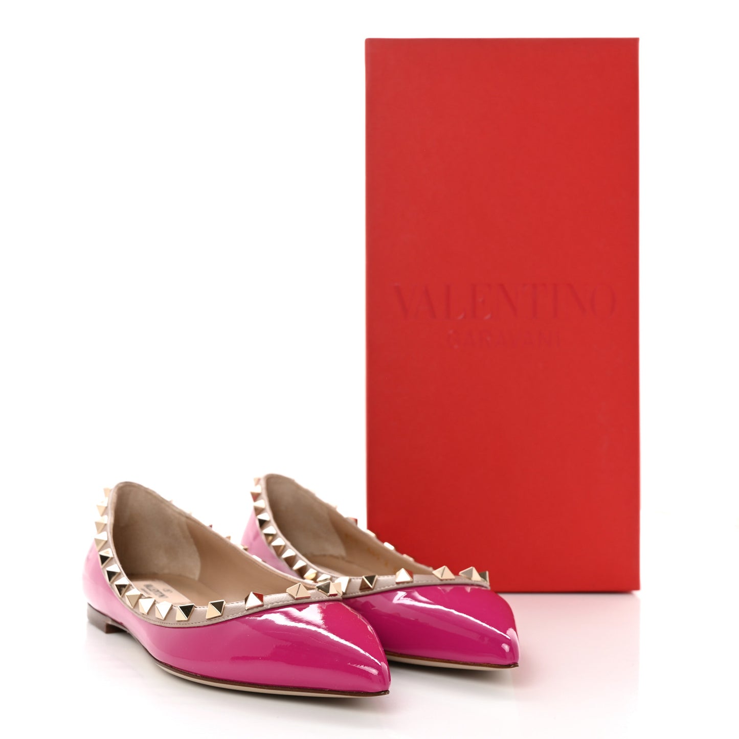 Patent Nappa Rockstud Ballerina Flats 36 Rose Violet Poudre