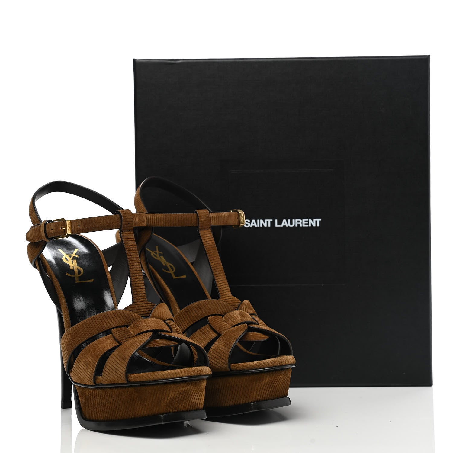 Saint Laurent Suede Tribute 105 Platform Sandals 38.5 Land 9 of 9