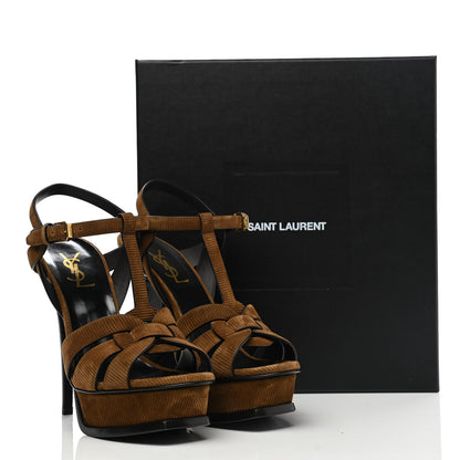 Saint Laurent Suede Tribute 105 Platform Sandals 38.5 Land 9 of 9