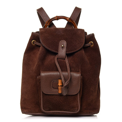 Gucci Calfskin Suede Bamboo Mini Backpack Brown 1 of 5