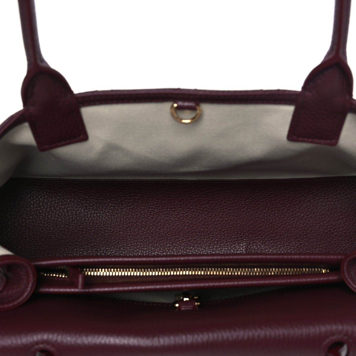 Grained Calfskin Stitched Urban Essentials Small Shopping Bag Burgundy