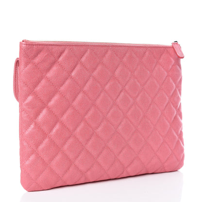 Chanel Iridescent Caviar Quilted Medium Flap Cosmetic Case Pink 3 of 9