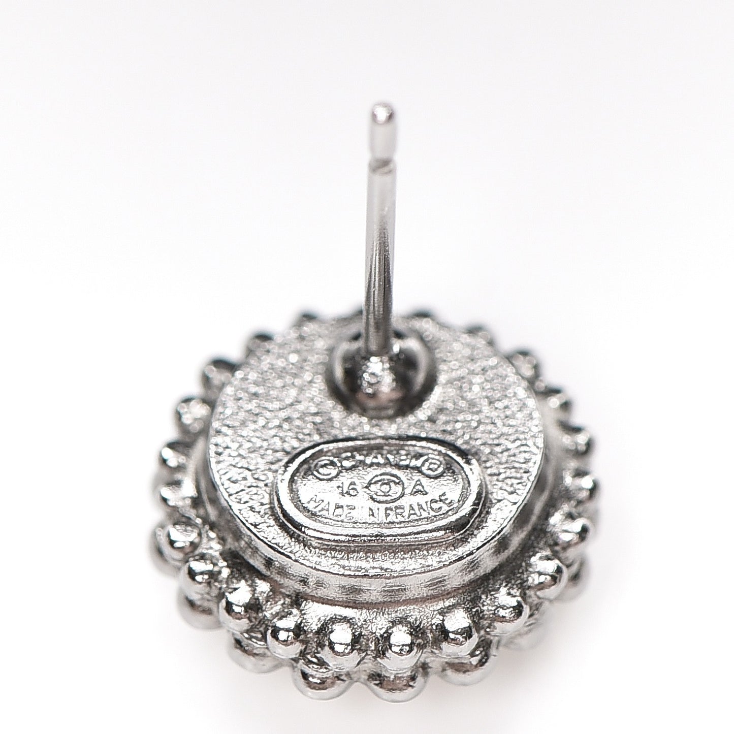 Pearl Crystal CC Earrings Silver