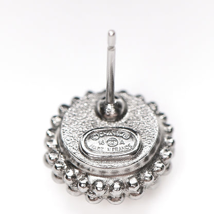 Chanel Pearl Crystal CC Earrings Silver 3 of 4