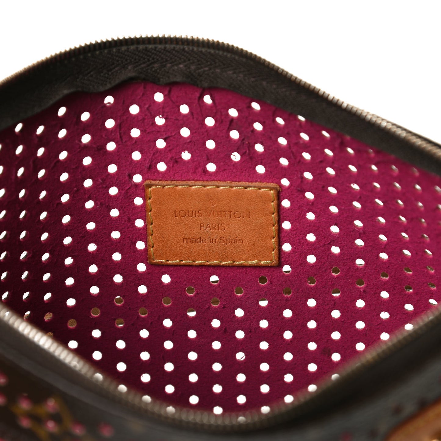 Monogram Perforated Pochette Accessories Bag Fuchsia