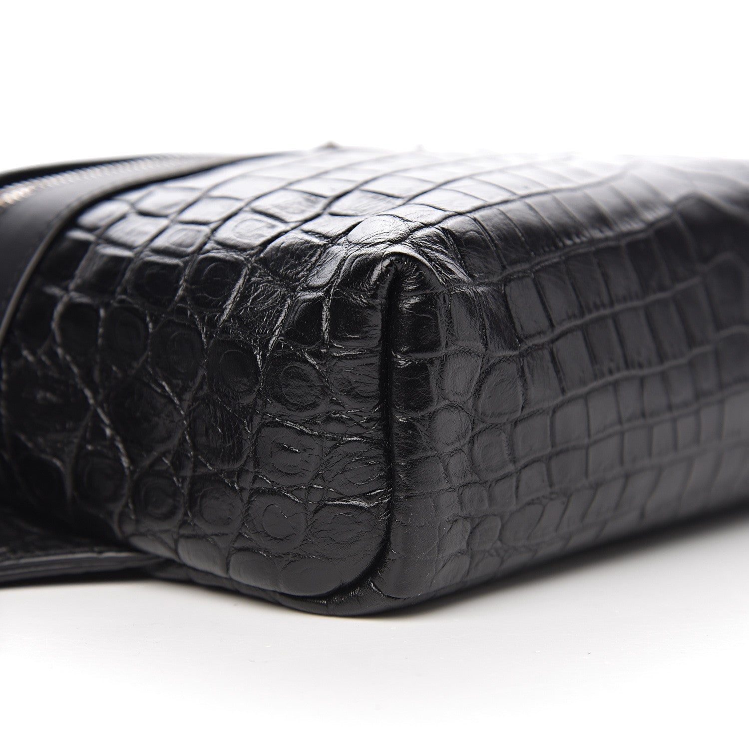 Saint Laurent Calfskin Crocodile Embossed City Belt Bag Black 6 of 8