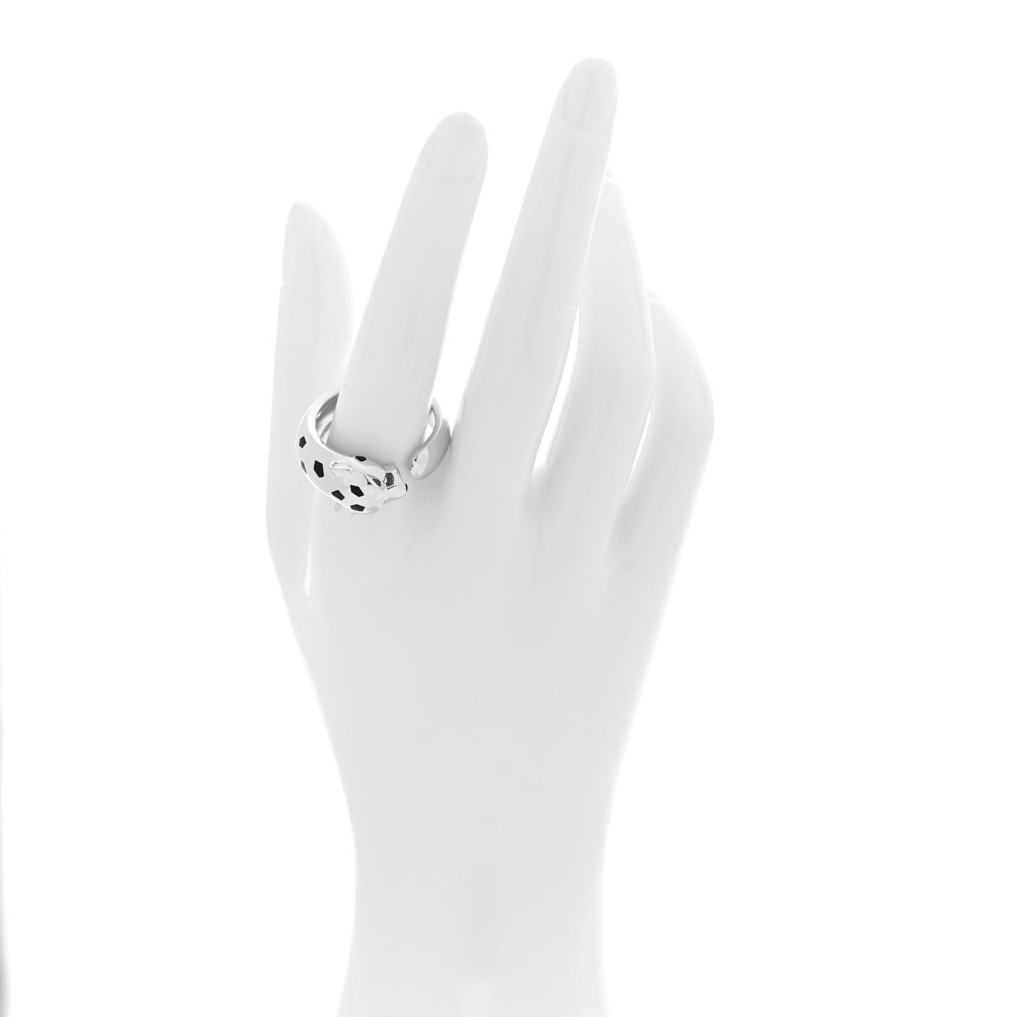 18K White Gold Black Lacquer Tsavorite Onyx 11mm Panthere De Cartier Ring 63 10.25