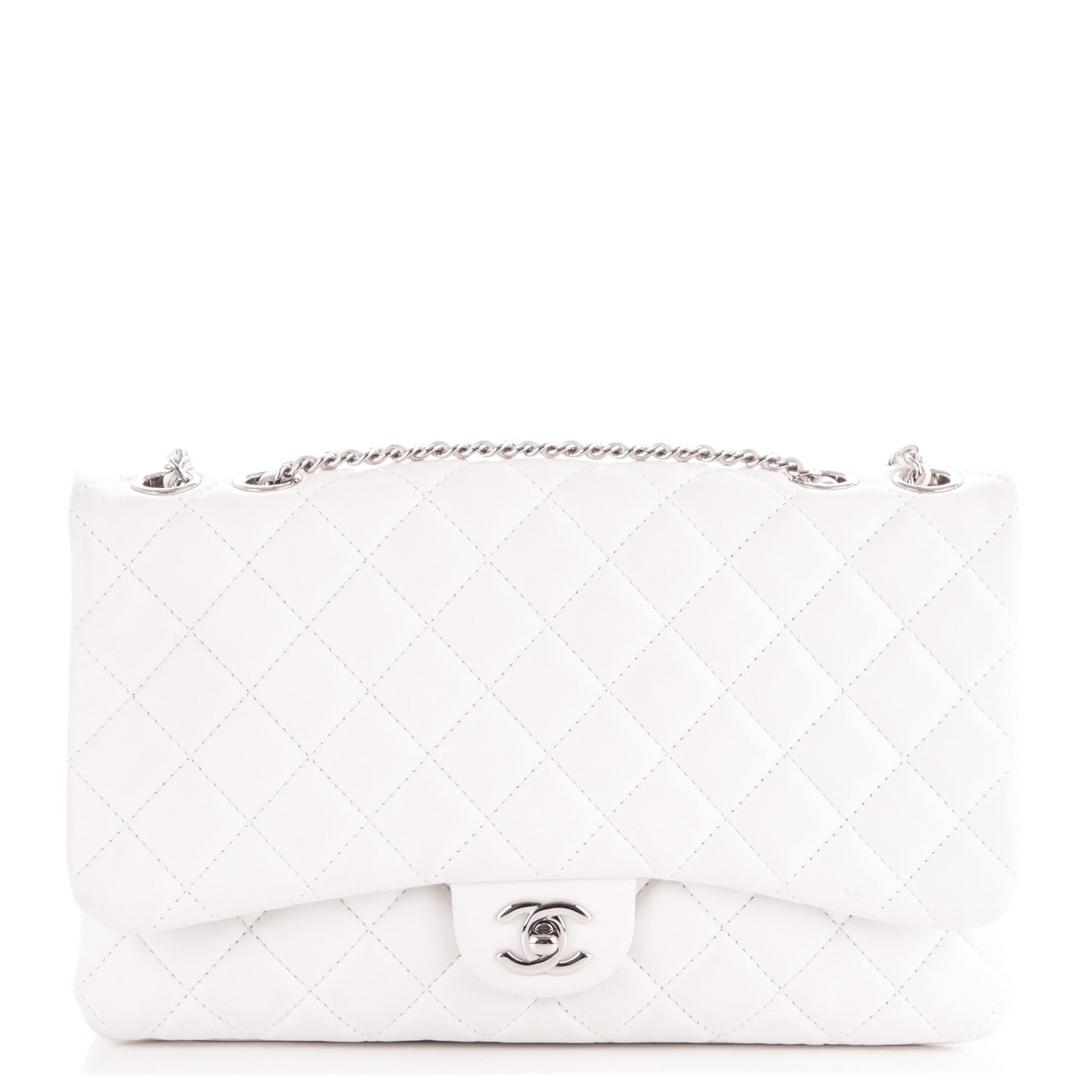 Chanel Lambskin Quilted Jumbo 3 Flap White 1 of 7
