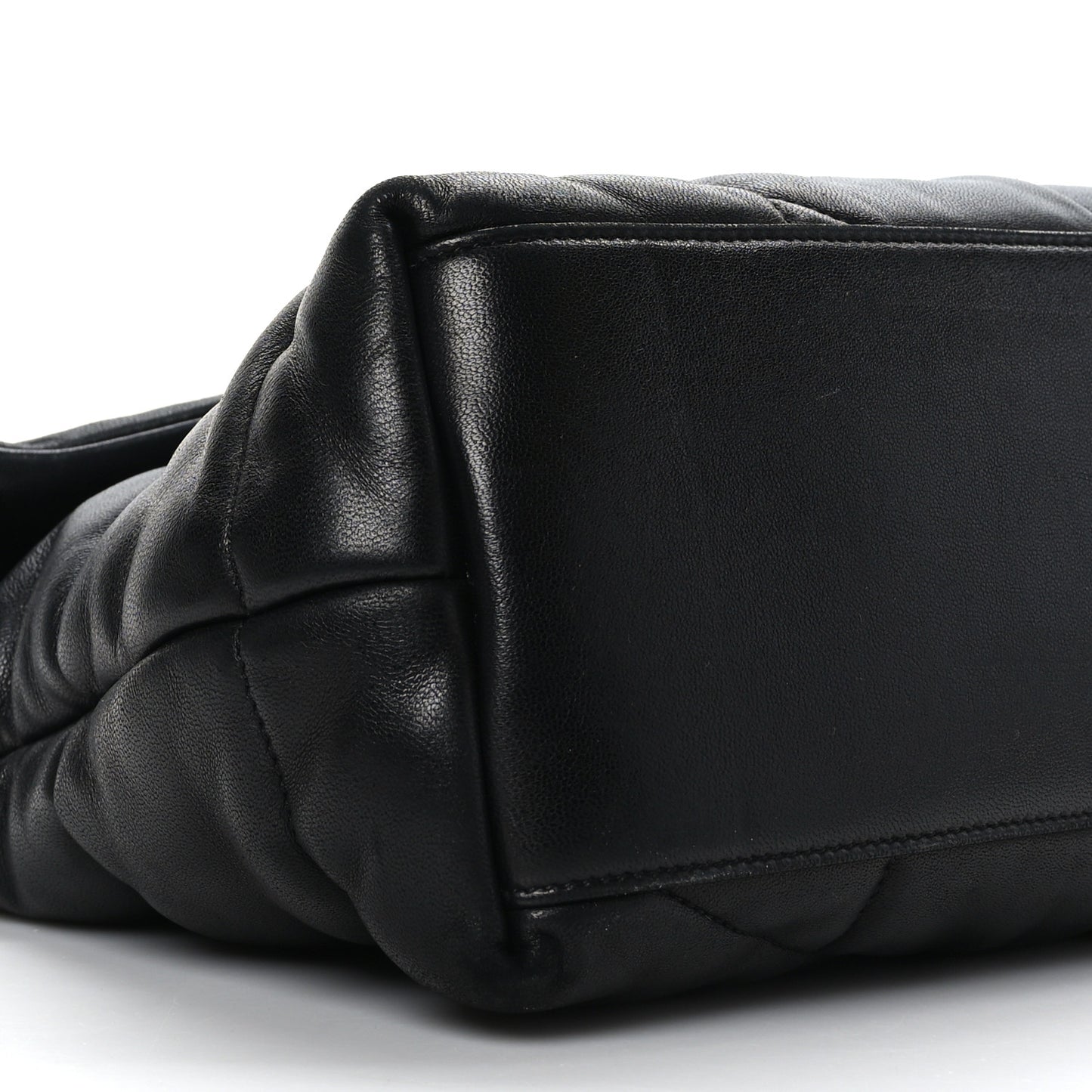 Lambskin Quilted Medium Loulou Puffer Monogram Chain Satchel Black