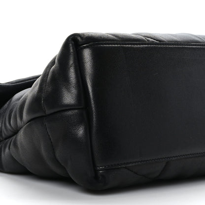 Saint Laurent Lambskin Quilted Medium Loulou Puffer Monogram Chain Satchel Black 8 of 9