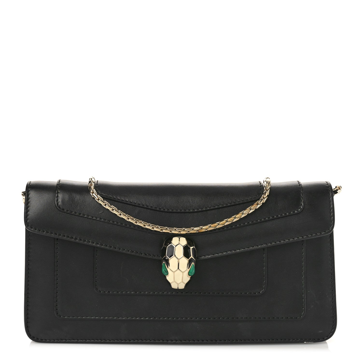 Bulgari Calfskin Serpenti Forever Shoulder Bag Black 3 of 9