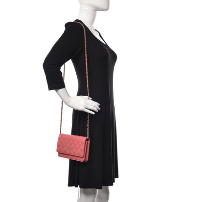 Chanel Caviar Stitched Wallet On Chain WOC Light Pink 2 of 12