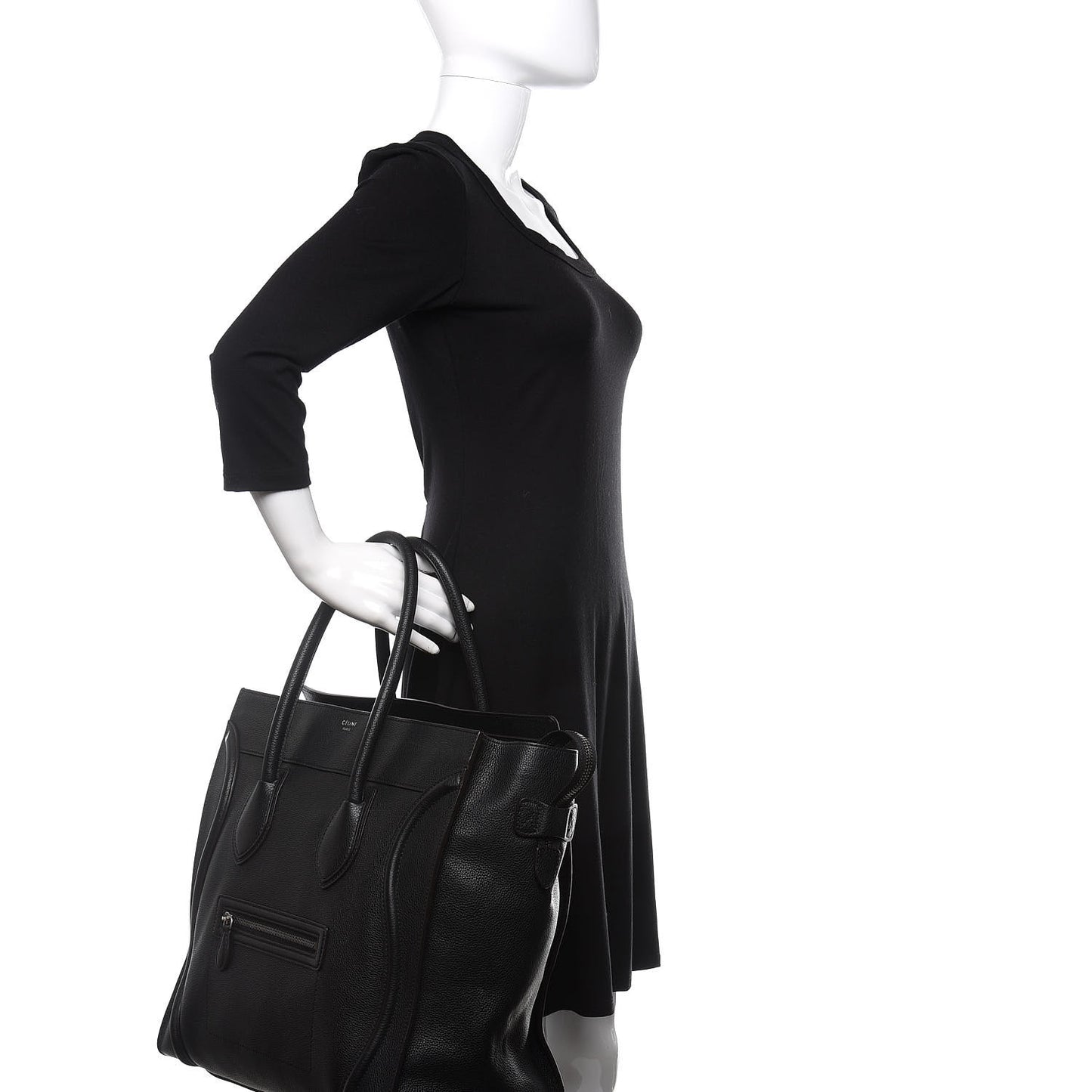 Drummed Calfskin Medium Luggage Black