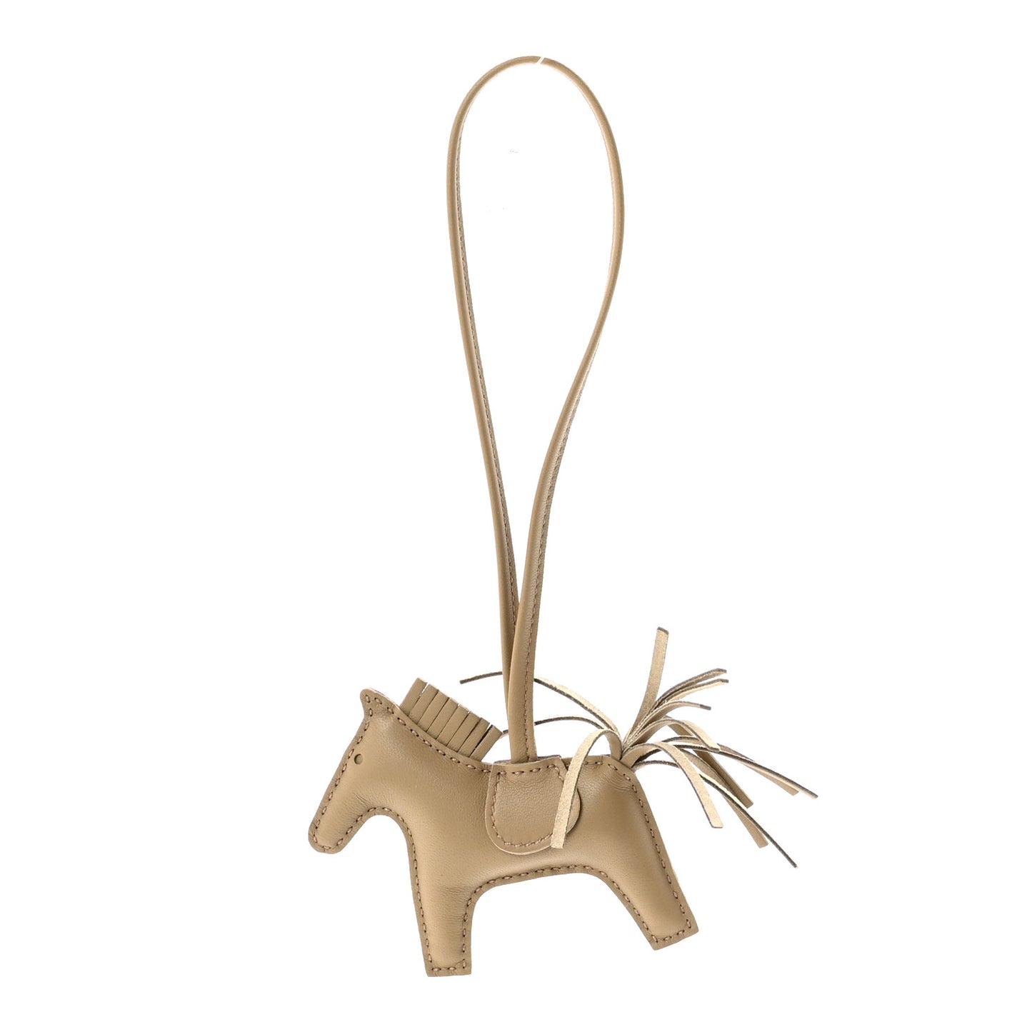 Milo Lambskin Grigri Rodeo Horse Bag Charm PM Beige Marfa