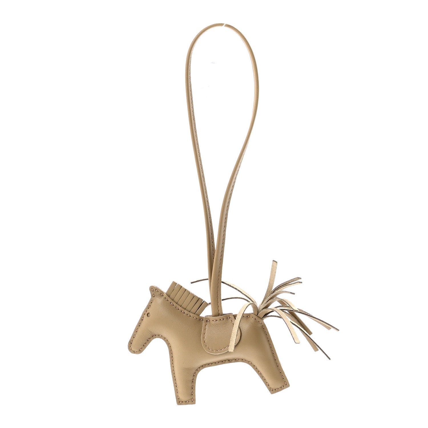 Hermes Milo Lambskin Grigri Rodeo Horse Bag Charm PM Beige Marfa 1 of 4