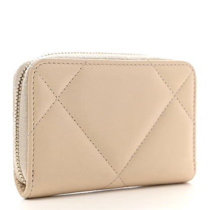 Chanel Lambskin Quilted 19 Zip Around Coin Purse Wallet Beige 3 of 9