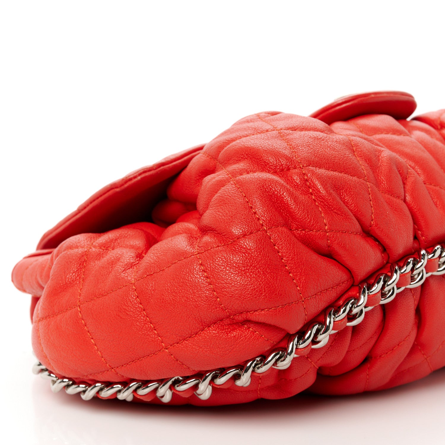 Chanel Washed Lambskin Quilted Medium Chain Around Messenger Red 9 of 10
