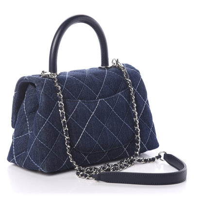 Chanel Denim Quilted Mini Coco Handle Flap Blue 2 of 9