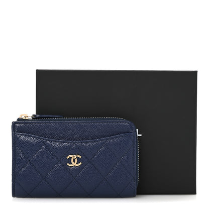 Chanel Caviar Quilted CC Zip Around Card Holder Navy 10 of 10