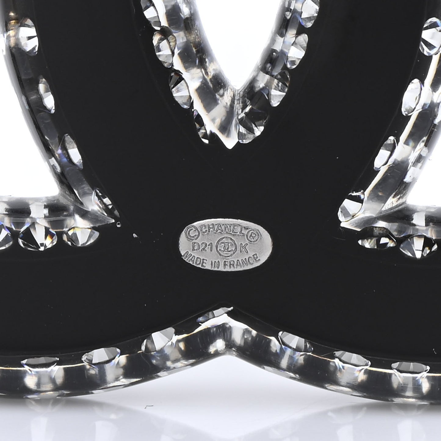 Resin Crystal CC Brooch Silver Black