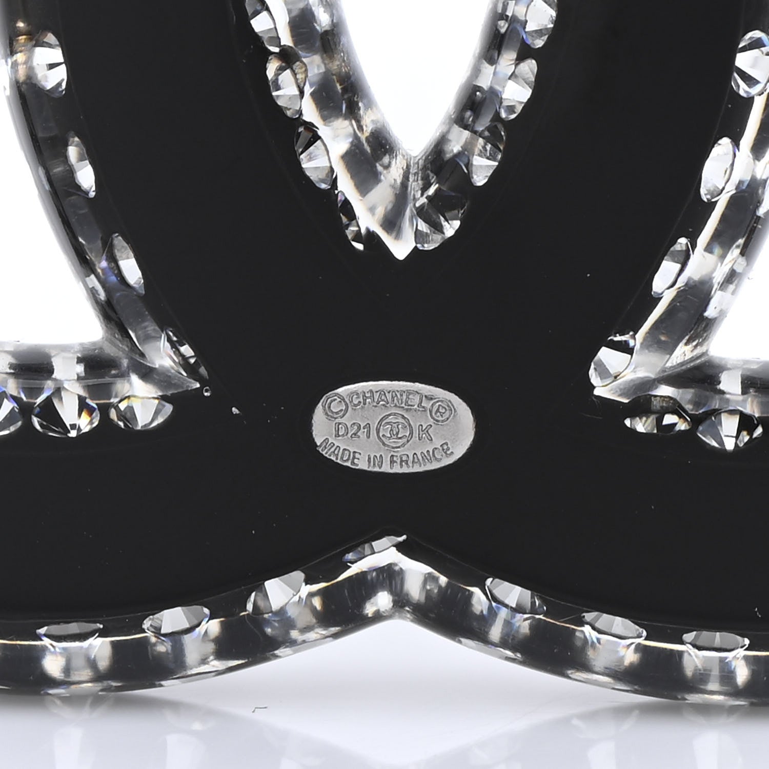 Chanel Resin Crystal CC Brooch Silver Black 4 of 4