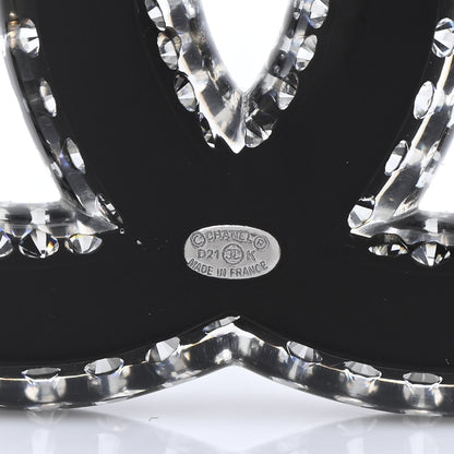Chanel Resin Crystal CC Brooch Silver Black 4 of 4