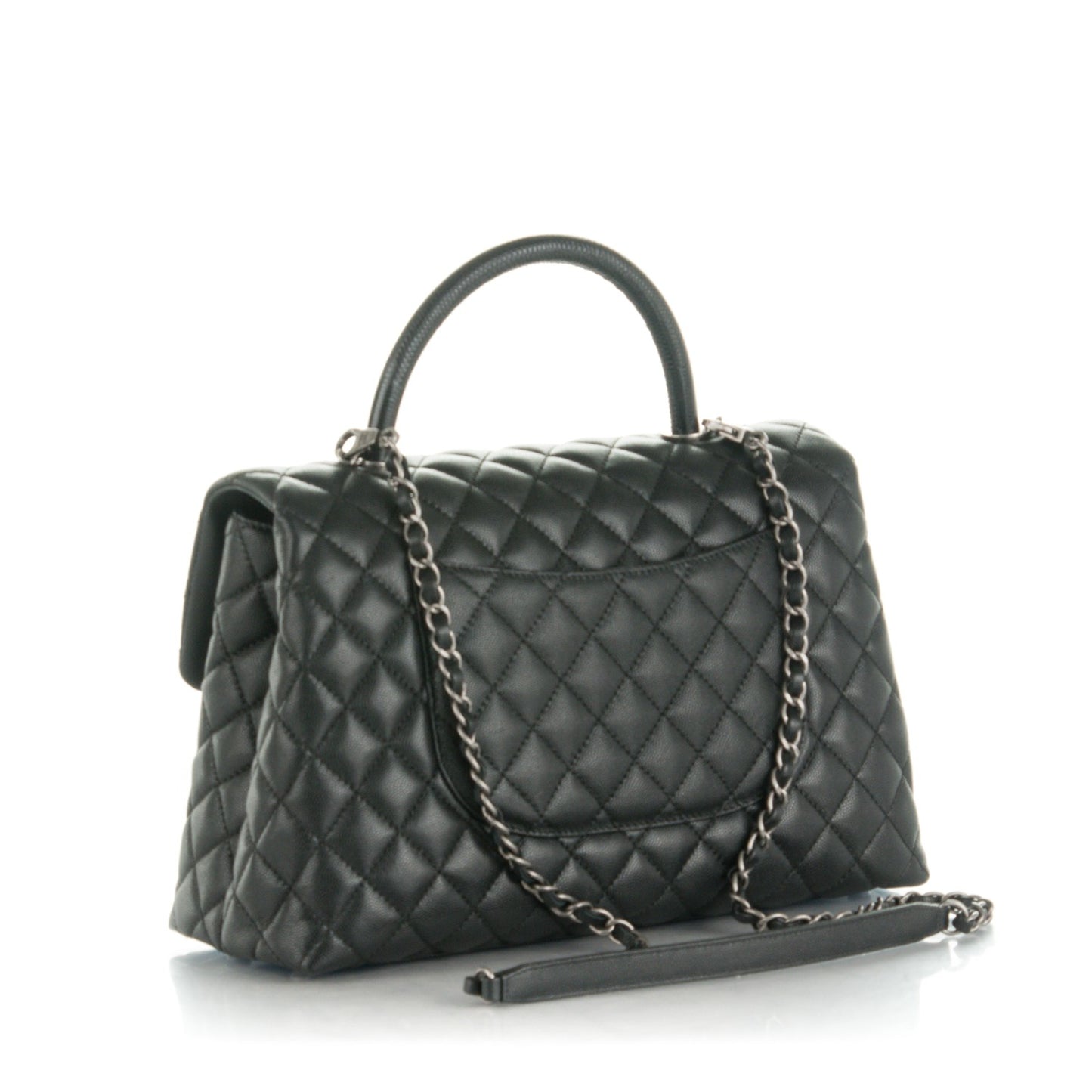 Caviar Quilted Medium Coco Handle Flap Black