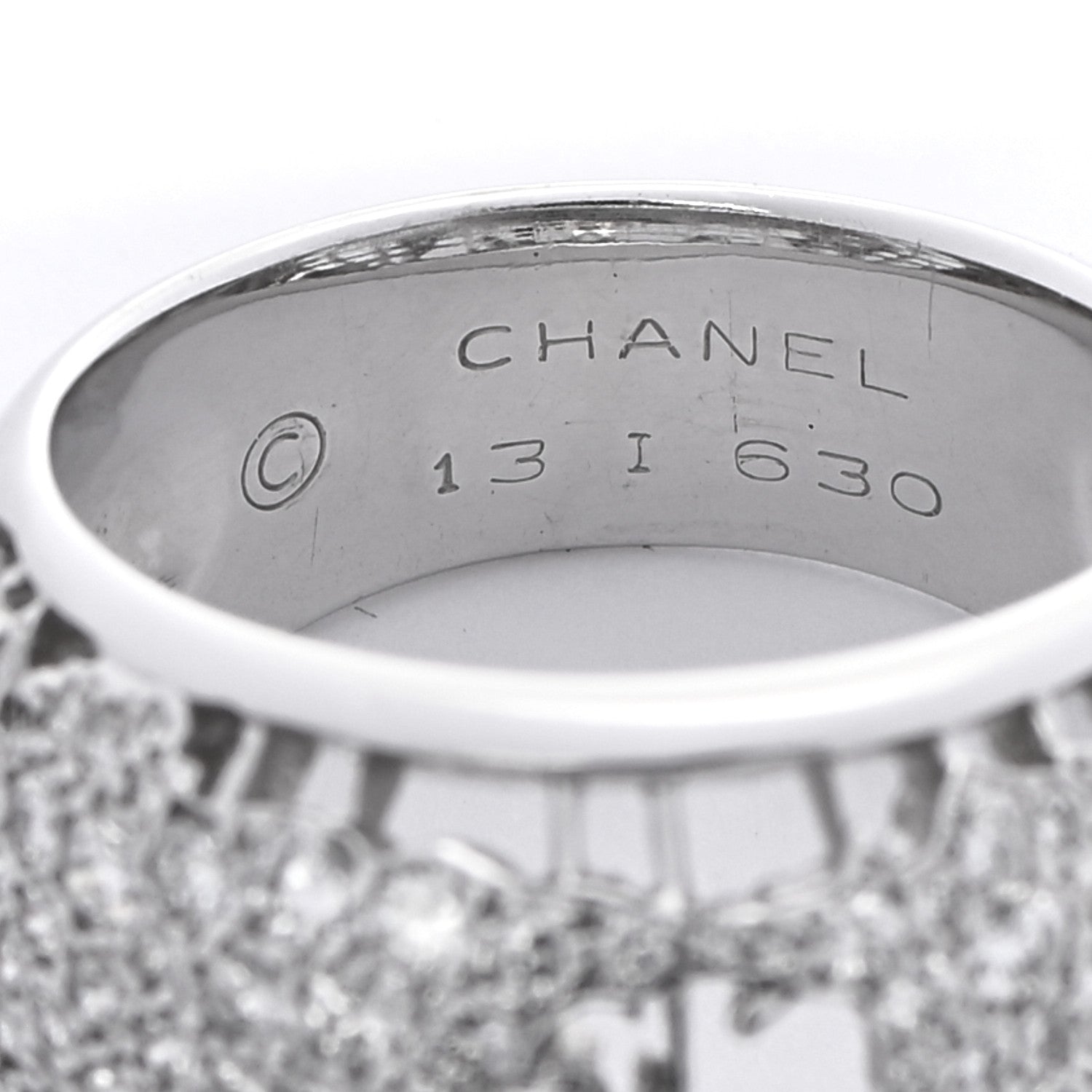 Chanel 18K White Gold Diamond World Map Ring 56 7.5 5 of 6