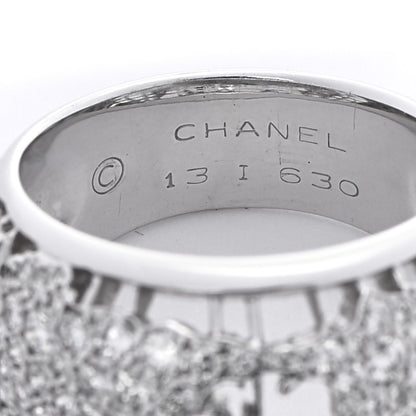 Chanel 18K White Gold Diamond World Map Ring 56 7.5 5 of 6