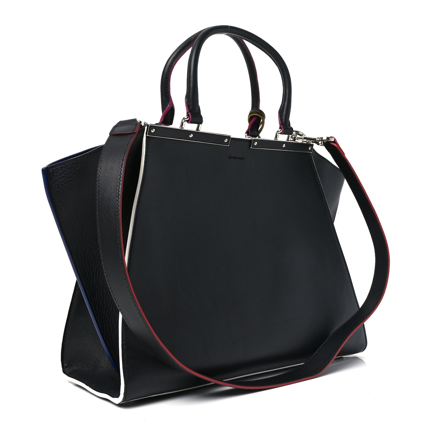 Vitello Dolce Shiny Nappa Petite 3Jours Tote Black Iris