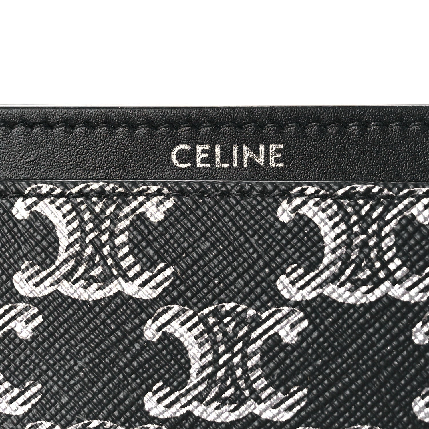 Celine Triomphe Canvas Card Holder Silver Black 6 of 9