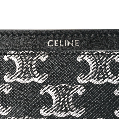 Celine Triomphe Canvas Card Holder Silver Black 6 of 9