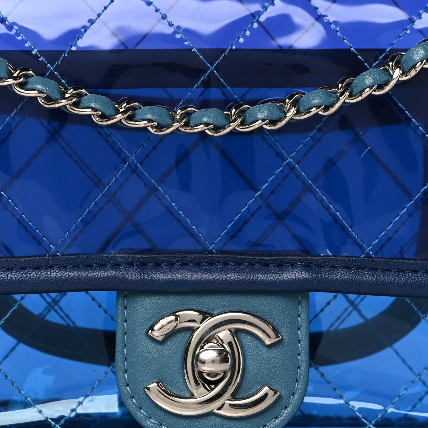 Chanel PVC Lambskin Stitched Mini Coco Splash Flap Blue 7 of 10