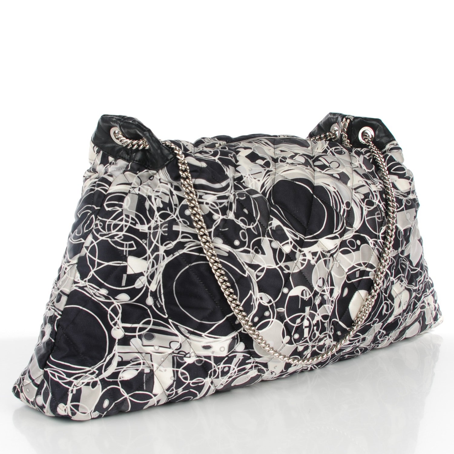 Chanel Satin Quilted Large Kaleidoscope Tote Black 3 of 9