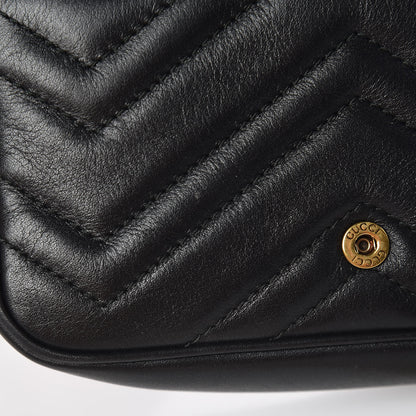 Gucci Calfskin Matelasse Super Mini GG Marmont Shoulder Bag Black 9 of 10